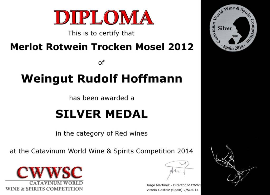 Silver Medal for Merlot Rotwein Trocken Mosel 2012