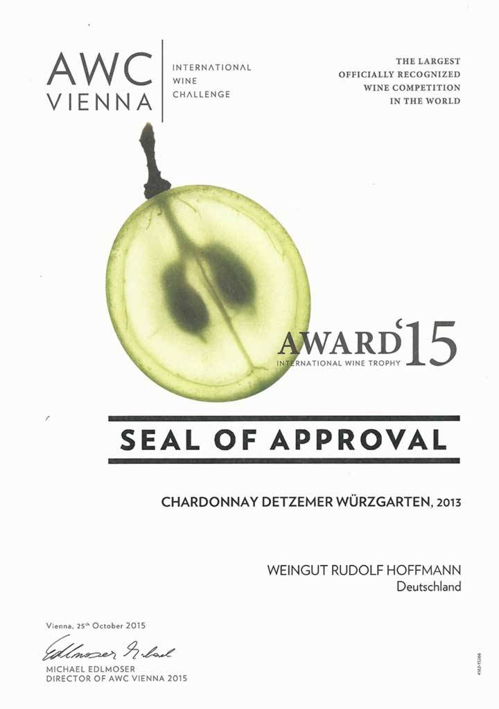 Seal Of Approval 2015 for Chardonnay 2013