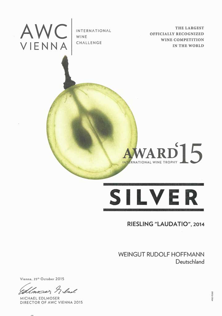 AWC Silver Award 2015 for Riesling "Laudatio" 2014