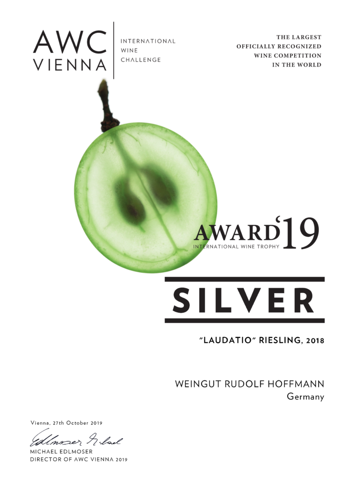 AWC Silber für Laudatio Riesling 2018